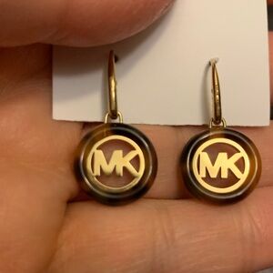 Michael Kors Gold and Brown faux tortoiseshell   LogoEarrings